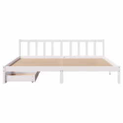 vidaXL Bed Frame with Drawers Home Bed Base Solid Wood Pine - white, 200 x 200 cm