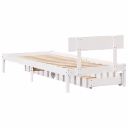 vidaXL Bed Frame with Drawers White 75x190 cm Small Single Solid Wood Pine - Additional view 5