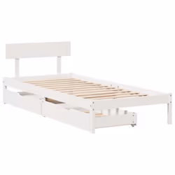vidaXL Bed Frame with Drawers Bed Base White 90x190 cm Single Solid Wood Pine