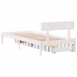 vidaXL Bed Frame with Drawers Bed Base White 90x190 cm Single Solid Wood Pine - Additional view 5