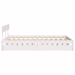 vidaXL Bed Frame with Drawers White 120x190 cm Small Double Solid Wood Pine - Additional view 4