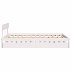 vidaXL Bed Frame with Drawers Bed Base Bedstead Solid Wood Pine - white, 135 x 190 cm - Additional view 4