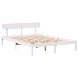 vidaXL Bed Frame with Drawers Bed Base Bedstead Solid Wood Pine - white, 135 x 190 cm - Additional view 6
