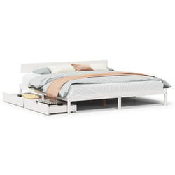vidaXL Bed Frame with Drawers White 180x200 cm Super King Solid Wood Pine