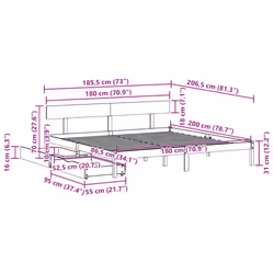 vidaXL Bed Frame with Drawers White 180x200 cm Super King Solid Wood Pine