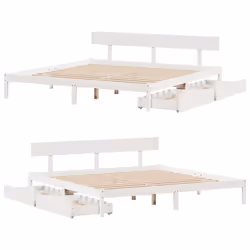 vidaXL Bed Frame with Drawers White 180x200 cm Super King Solid Wood Pine - Additional view 8
