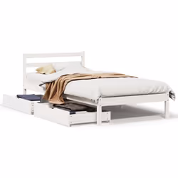 vidaXL Bed Frame with Drawers Bed Base White 90x190 cm Single Solid Wood Pine