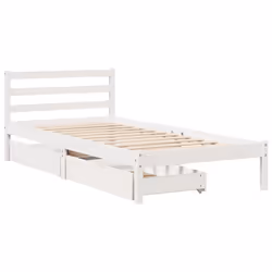 vidaXL Bed Frame with Drawers Bed Base White 90x190 cm Single Solid Wood Pine