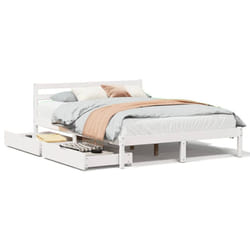 vidaXL Bed Frame with Drawers Home Bed Base White 140x190 cm Solid Wood Pine