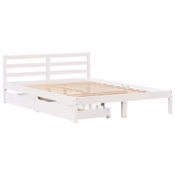 vidaXL Bed Frame with Drawers Home Bed Base White 140x190 cm Solid Wood Pine