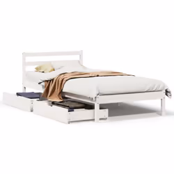 vidaXL Bed Frame with Drawers Home Bed Base White 90x200 cm Solid Wood Pine