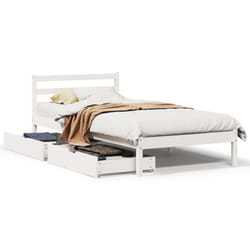 vidaXL Bed Frame with Drawers Home Bed Base White 90x200 cm Solid Wood Pine
