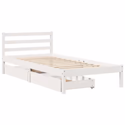 vidaXL Bed Frame with Drawers Home Bed Base White 90x200 cm Solid Wood Pine