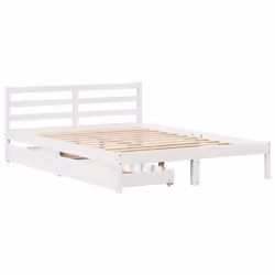 vidaXL Bed Frame with Drawers Wax Solid Wood Pine - white, 120 x 200 cm