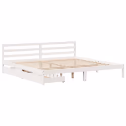 vidaXL Bed Frame with Drawers Home Bed Base White 200x200 cm Solid Wood Pine