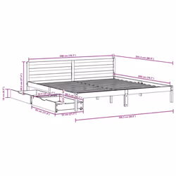 vidaXL Bed Frame with Drawers Home Bed Base White 200x200 cm Solid Wood Pine