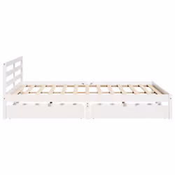 vidaXL Bed Frame with Drawers Home Bed Base White 200x200 cm Solid Wood Pine - Additional view 4