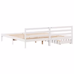 vidaXL Bed Frame with Drawers Home Bed Base White 200x200 cm Solid Wood Pine - Additional view 5