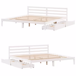 vidaXL Bed Frame with Drawers Home Bed Base White 200x200 cm Solid Wood Pine - Additional view 8