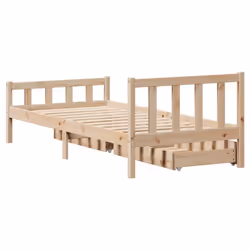 vidaXL Bed Frame with Drawers Home Bed Base 90x190 cm Single Solid Wood Pine - Additional view 5