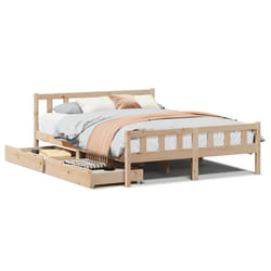 vidaXL Bed Frame with Drawers Bed Wax Solid Wood Pine - natural, 120 x 190 cm