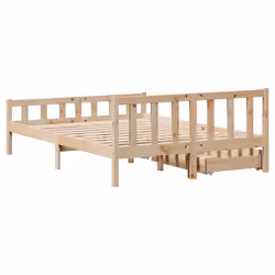 vidaXL Bed Frame with Drawers Bed Wax Solid Wood Pine - natural, 120 x 190 cm - Additional view 4