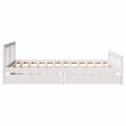 vidaXL Bed Frame with Drawers Bed Wax Solid Wood Pine - white, 150 x 200 cm - Additional view 4
