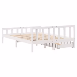 vidaXL Bed Frame with Drawers Bed Wax Solid Wood Pine - white, 150 x 200 cm - Additional view 5