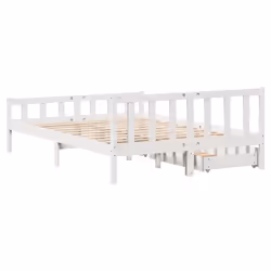 vidaXL Bed Frame with Drawers Bed Wax Solid Wood Pine - white, 160 x 200 cm - Additional view 5