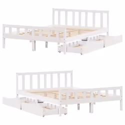 vidaXL Bed Frame with Drawers Bed Wax Solid Wood Pine - white, 160 x 200 cm - Additional view 8