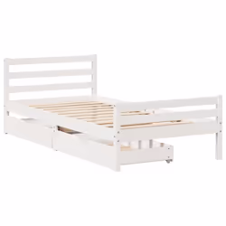 vidaXL Bed Frame with Drawers Home Bed Base Solid Wood Pine - white, 100 x 200 cm