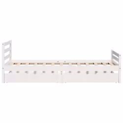 vidaXL Bed Frame with Drawers Home Bed Base Solid Wood Pine - white, 100 x 200 cm - Additional view 4