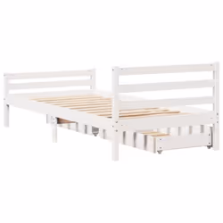 vidaXL Bed Frame with Drawers Home Bed Base Solid Wood Pine - white, 100 x 200 cm - Additional view 5
