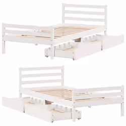 vidaXL Bed Frame with Drawers Home Bed Base Solid Wood Pine - white, 100 x 200 cm - Additional view 8