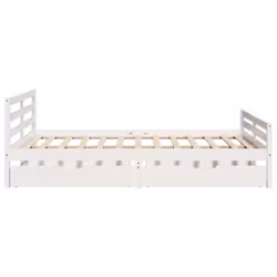 vidaXL Bed Frame with Drawers Home Bed Base Solid Wood Pine - white, 140 x 200 cm - Additional view 4
