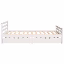 vidaXL Bed Frame with Drawers Home Bed Base Solid Wood Pine - white, 150 x 200 cm - Additional view 4