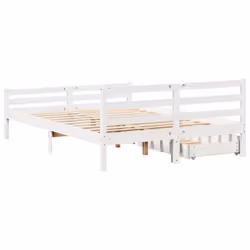 vidaXL Bed Frame with Drawers Home Bed Base Solid Wood Pine - white, 150 x 200 cm - Additional view 5