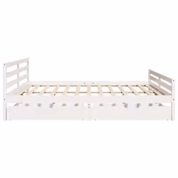 vidaXL Bed Frame with Drawers Home Bed Base Solid Wood Pine - white, 200 x 200 cm - Additional view 4