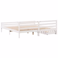 vidaXL Bed Frame with Drawers Home Bed Base Solid Wood Pine - white, 200 x 200 cm - Additional view 5