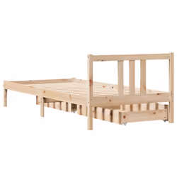 vidaXL Bed Frame with Drawers Home Bed Base 135x190 cm Double Solid Wood Pine - natural, 75 x 190 cm - Additional view 5