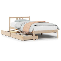 vidaXL Bed Frame with Drawers Home Bed Base 135x190 cm Double Solid Wood Pine - natural, 90 x 190 cm