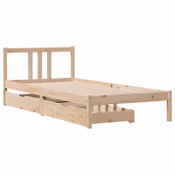 vidaXL Bed Frame with Drawers Home Bed Base 135x190 cm Double Solid Wood Pine - natural, 90 x 190 cm