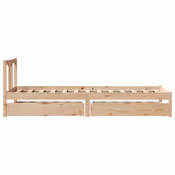 vidaXL Bed Frame with Drawers Home Bed Base 135x190 cm Double Solid Wood Pine - natural, 90 x 190 cm - Additional view 4