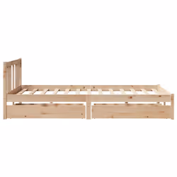 vidaXL Bed Frame with Drawers Home Bed Base 135x190 cm Double Solid Wood Pine - natural, 135 x 190 cm - Additional view 4