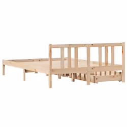 vidaXL Bed Frame with Drawers Home Bed Base 135x190 cm Double Solid Wood Pine - natural, 135 x 190 cm - Additional view 5