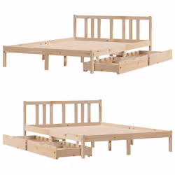 vidaXL Bed Frame with Drawers Home Bed Base 135x190 cm Double Solid Wood Pine - natural, 135 x 190 cm - Additional view 8