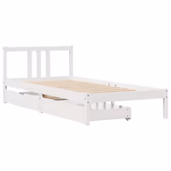 vidaXL Bed Frame with Drawers Home Bed Base 135x190 cm Double Solid Wood Pine - white, 90 x 200 cm - Additional view 2