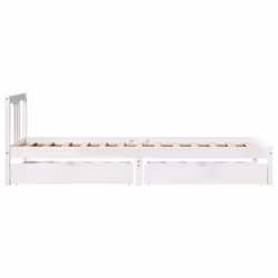 vidaXL Bed Frame with Drawers Home Bed Base 135x190 cm Double Solid Wood Pine - white, 90 x 200 cm - Additional view 4
