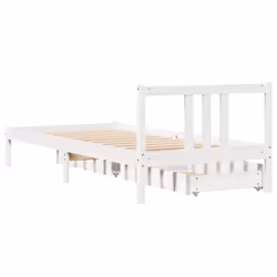 vidaXL Bed Frame with Drawers Home Bed Base 135x190 cm Double Solid Wood Pine - white, 90 x 200 cm - Additional view 5