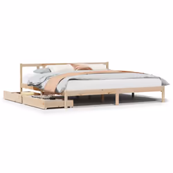 vidaXL Bed Frame with Drawers Bed Base 180x200 cm Super King Solid Wood Pine
